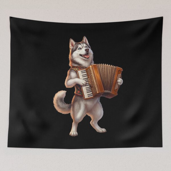 Item preview, Siberian Husky Playing Accordion Player Accordionist Dog Lover designed and sold by DoodleTortle.
