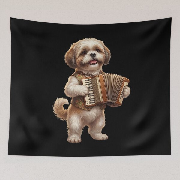 Item preview, Shih Tzu Playing Accordion Player Accordionist Dog Lover designed and sold by DoodleTortle.