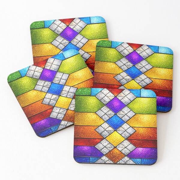 Item preview, Vibrant Rainbow Stained Glass Geometric Pattern designed and sold by Kaleidoscope Print.