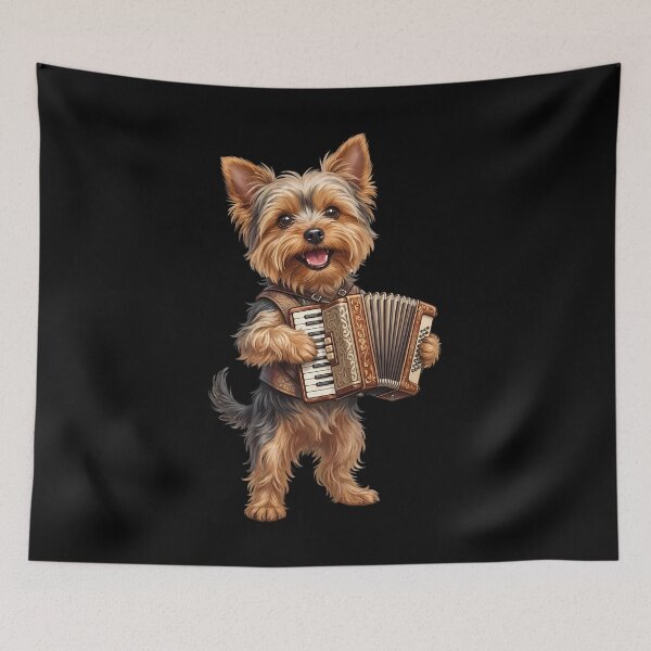 Item preview, Yorkshire Terrier Playing Accordion Player Accordionist Dog Lover designed and sold by DoodleTortle.