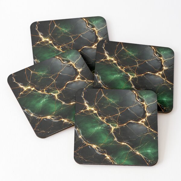 Item preview, Emerald Green and Gold Marble Abstract Pattern designed and sold by Kaleidoscope Print.