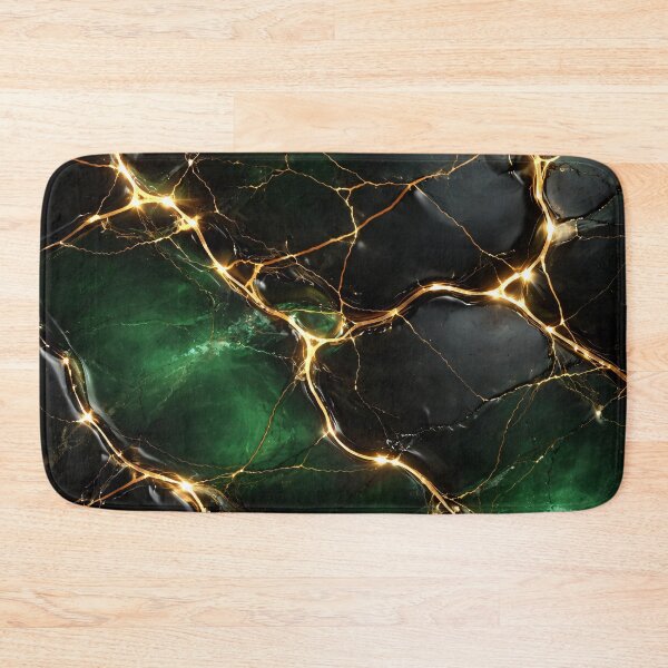 Item preview, Emerald Green and Gold Marble Abstract Pattern designed and sold by Kaleidoscope Print.