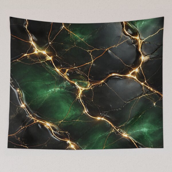 Item preview, Emerald Green and Gold Marble Abstract Pattern designed and sold by Kaleidoscope Print.