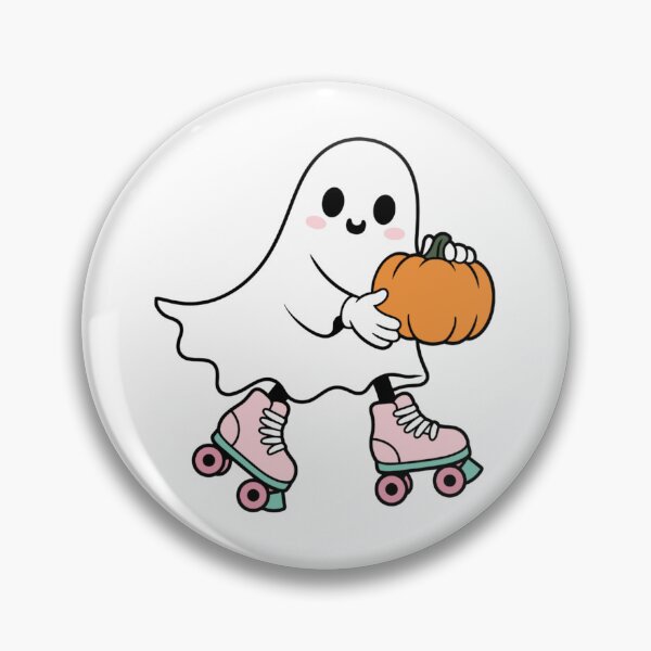 Item preview, Retro Roller Skating Ghost with Pumpkin designed and sold by KrisGraphic45.