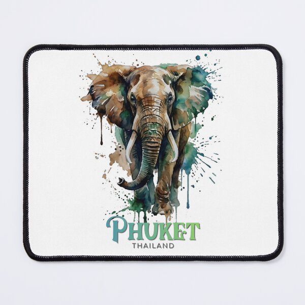 Item preview, Phuket Thailand Elephant Watercolor – Artistic Splash Elephant Illustration, Travel Wildlife Art designed and sold by ArcticFoxStudio.
