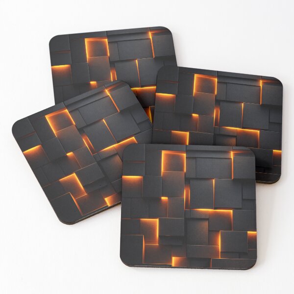 Item preview, Black and Orange Glowing Geometric Abstract Wall Art designed and sold by Kaleidoscope Print.