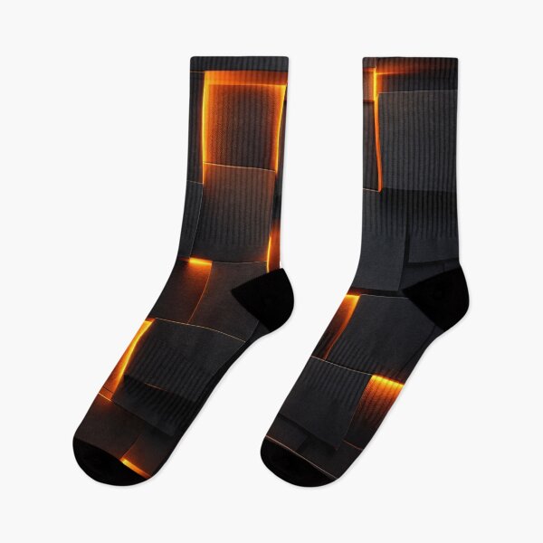 Item preview, Black and Orange Glowing Geometric Abstract Wall Art designed and sold by Kaleidoscope Print.