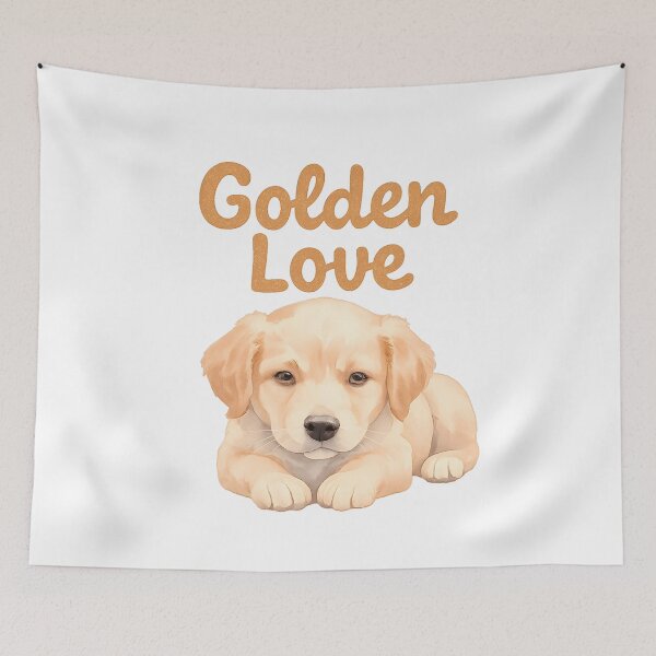Item preview, Cute Golden Retriever Puppy Watercolor Illustration designed and sold by Kavya Art.