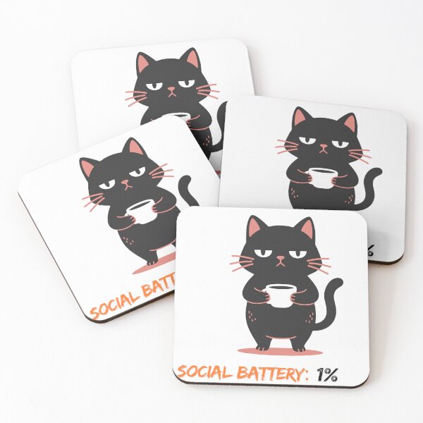 Item preview, Social Battery 1% Cat Introvert Anxiety Cute designed and sold by Mayziel.
