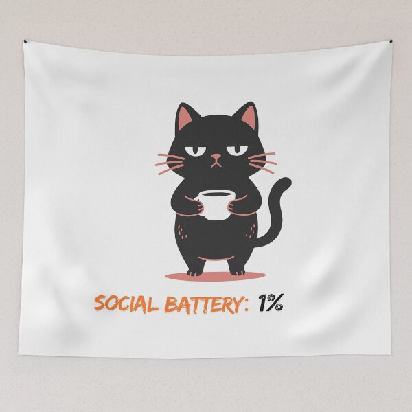 Item preview, Social Battery 1% Cat Introvert Anxiety Cute designed and sold by Mayziel.