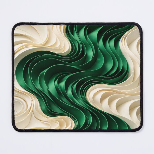 Item preview, Emerald Green and Cream Layered Paper Wave Abstract designed and sold by Kaleidoscope Print.