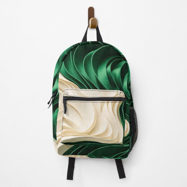 Item preview, Emerald Green and Cream Layered Paper Wave Abstract designed and sold by Kaleidoscope Print.