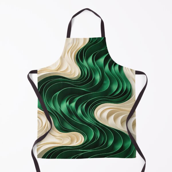 Item preview, Emerald Green and Cream Layered Paper Wave Abstract designed and sold by Kaleidoscope Print.