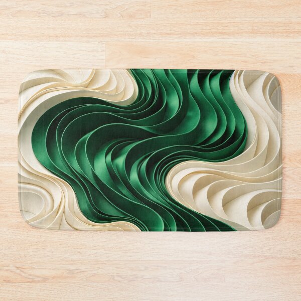 Item preview, Emerald Green and Cream Layered Paper Wave Abstract designed and sold by Kaleidoscope Print.