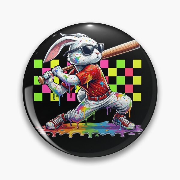 Item preview, Vibrant Paint Drip Bunny Baseball designed and sold by KIROSALS.