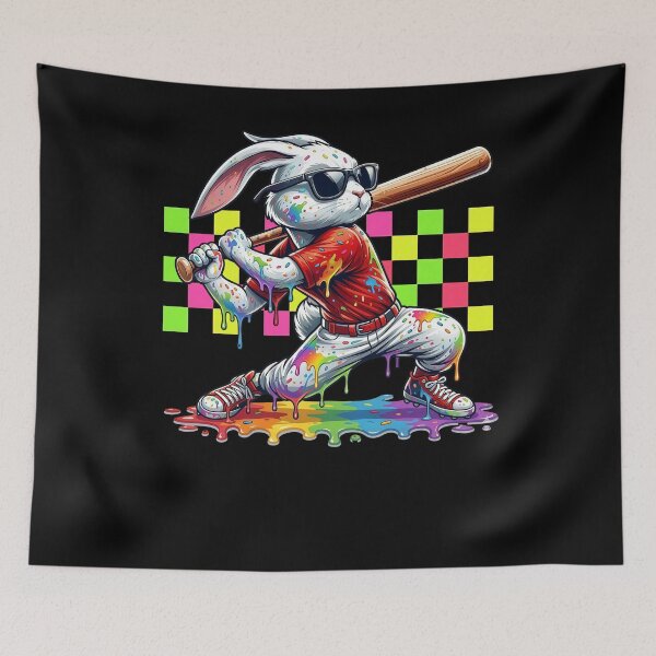 Item preview, Vibrant Paint Drip Bunny Baseball designed and sold by KIROSALS.