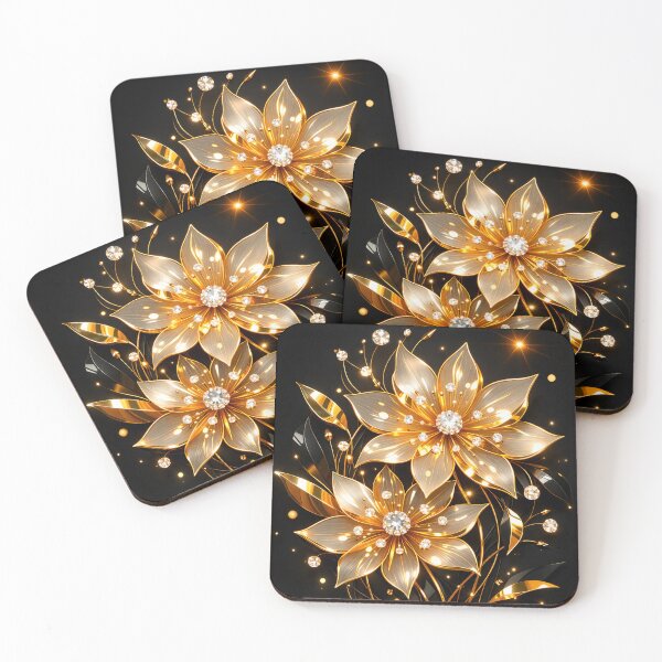 Item preview, Luxury Gold Floral Glam Design with Diamonds designed and sold by Kaleidoscope Print.