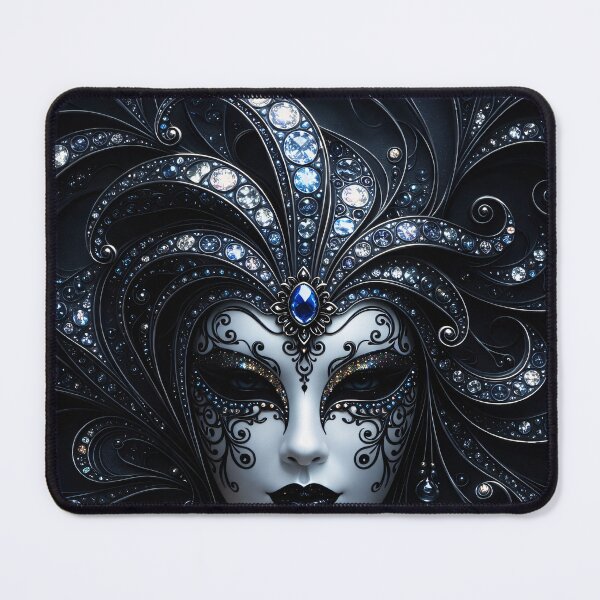 Item preview, Midnight Venetian Masquerade Mask with Sapphire Gems designed and sold by Kaleidoscope Print.