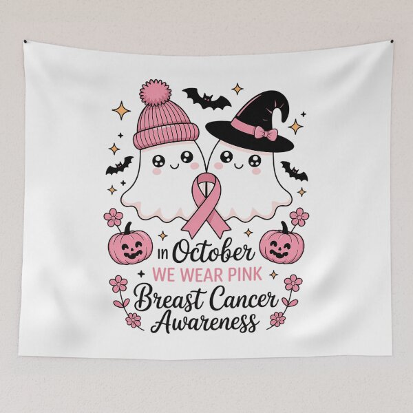 Item preview, in October We Wear Pink Ghost Witch Breast Cancer Awareness designed and sold by EllenJast.