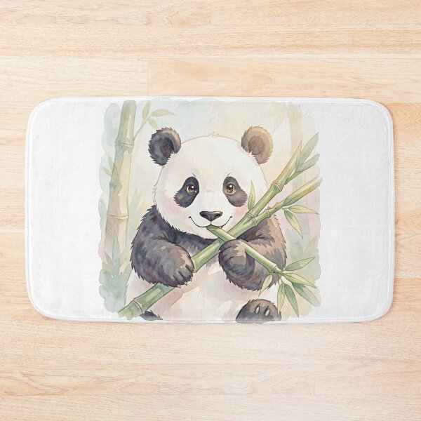 Item preview, Cute Panda Eating Bamboo Watercolor Illustration – Kawaii Animal Art designed and sold by Kavya Art.