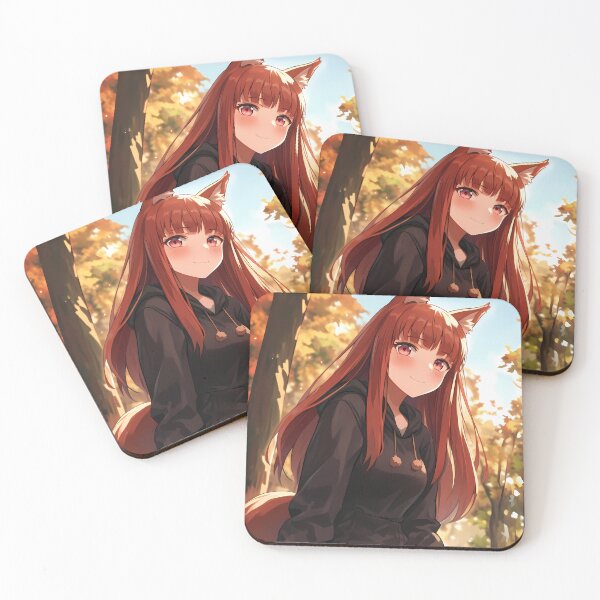 Item preview, Holo Spice And Wolf Cozy Hoodie Wolf Ears Autumn Park Portrait designed and sold by 108Recordings.