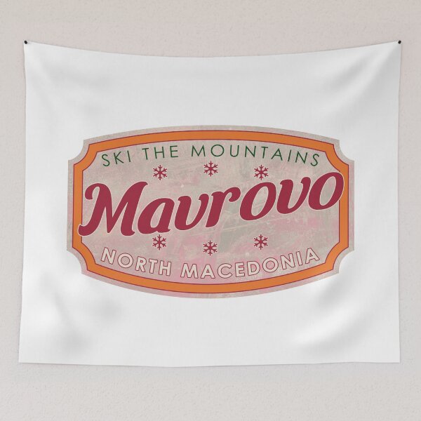 Item preview, Mavrovo, North Macedonia, Ski, textured skiing badge designed and sold by Wanderful-roads.