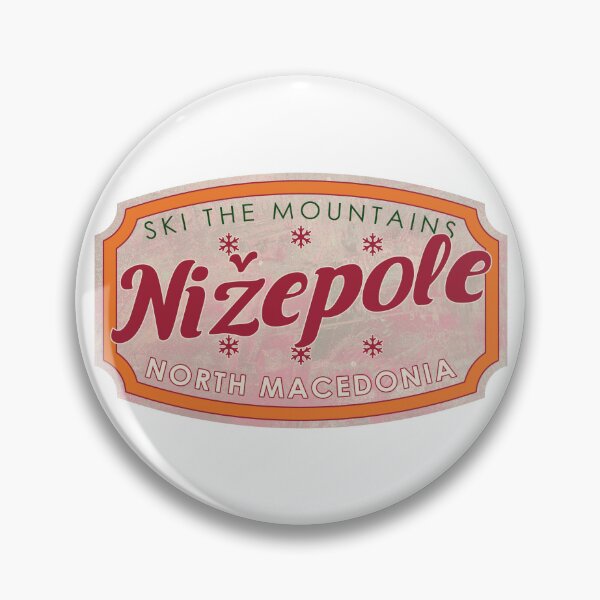 Item preview, Nižepole, North Macedonia, Ski, textured skiing badge designed and sold by Wanderful-roads.