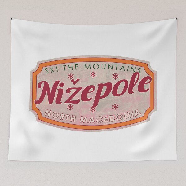 Item preview, Nižepole, North Macedonia, Ski, textured skiing badge designed and sold by Wanderful-roads.