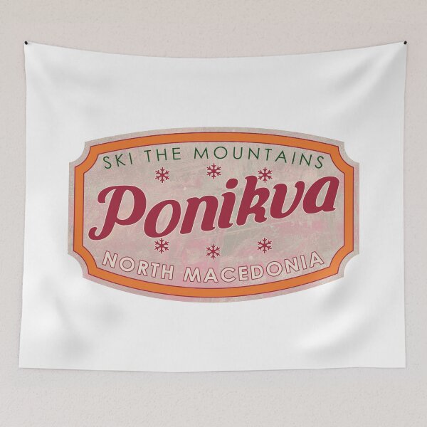 Item preview, Ponikva, North Macedonia, Ski, textured skiing badge designed and sold by Wanderful-roads.