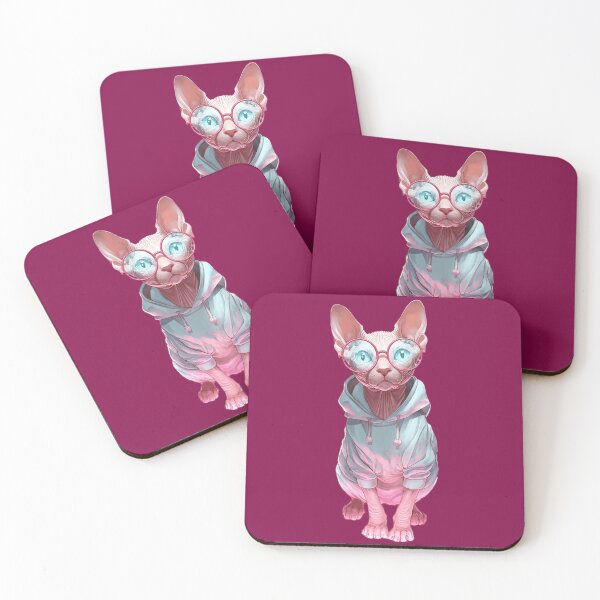 Item preview, Cute Sphynx Cat in Hoodie and Glasses   designed and sold by Moody Vibes Studio.