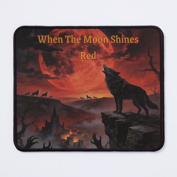 Item preview, When The Moon Shines Red — Gothic Wolf Art designed and sold by GeoWhimsy Studio.