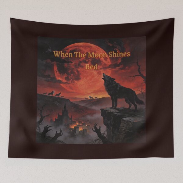 Item preview, When The Moon Shines Red — Gothic Wolf Art designed and sold by GeoWhimsy Studio.