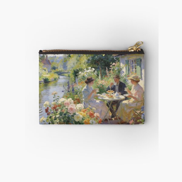 Item preview, Charming English Garden Scene, Tea Party by Canal with Flowers Wall Art designed and sold by BlareBlare.