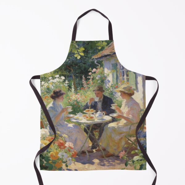 Item preview, Charming English Garden Scene, Tea Party by Canal with Flowers Wall Art designed and sold by BlareBlare.