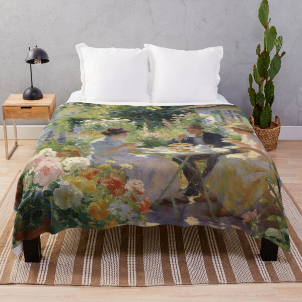 Item preview, Charming English Garden Scene, Tea Party by Canal with Flowers Wall Art designed and sold by BlareBlare.