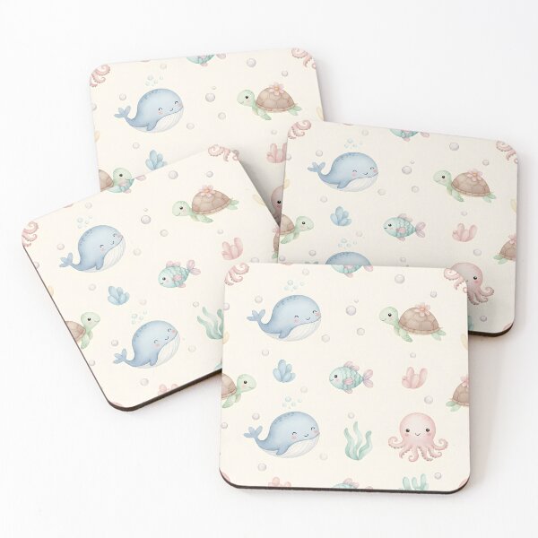 Item preview, Cute Ocean Animals Seamless Pattern designed and sold by naragon4289.
