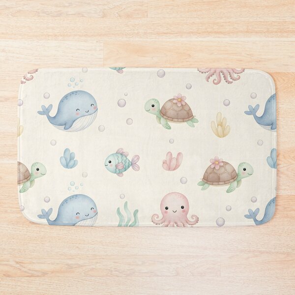 Item preview, Cute Ocean Animals Seamless Pattern designed and sold by naragon4289.