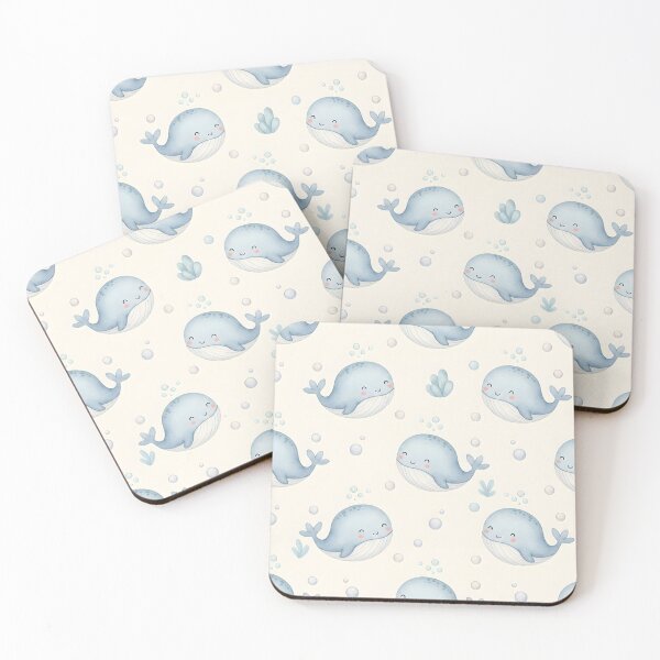 Item preview, Cute Baby Whale Seamless Pattern designed and sold by naragon4289.