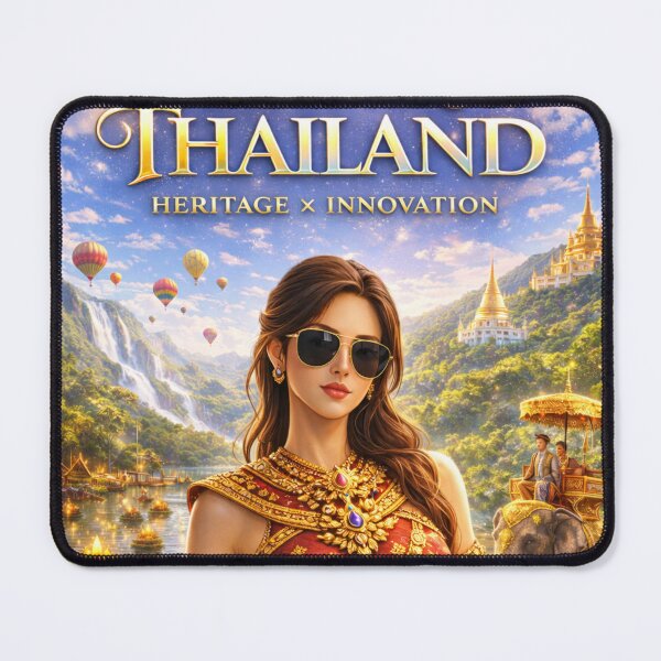 Item preview, Discover Thailand – Heritage × Innovation Travel Poster | Thai Culture Festival & Luxury Tourism Illustration designed and sold by Inkora-Art.
