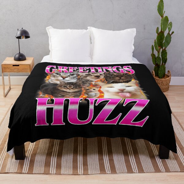 Item preview, Greetings Huzz Funny Cat Meme Y2K Style designed and sold by tadmercado.