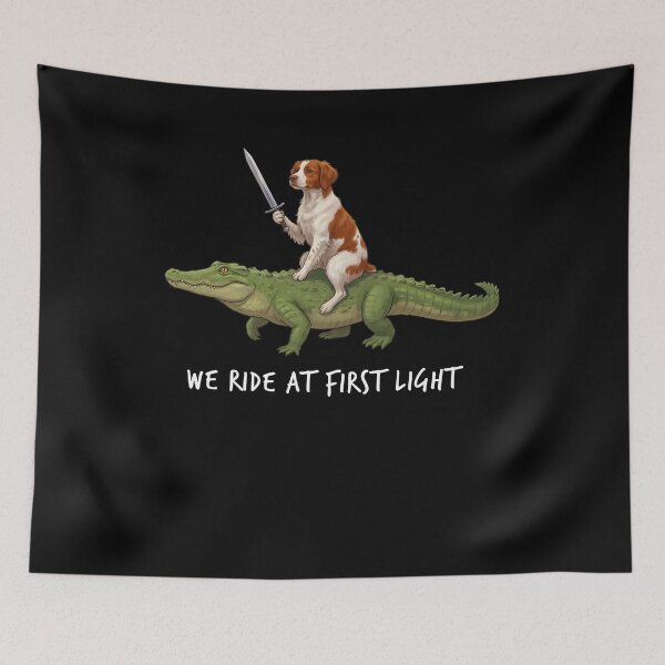 Item preview, We Ride at First Light Funny Brittany Crocodile Dog Lover designed and sold by TerryConnells.