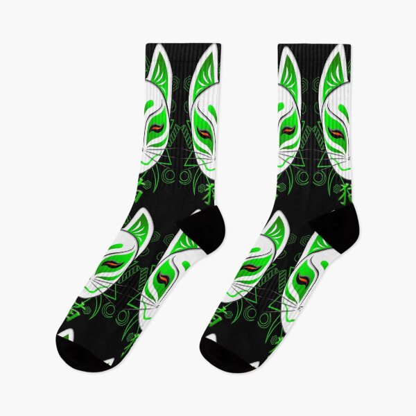 Item preview, Oni Mask - Green Japanese Cat designed and sold by HuzroDesign.
