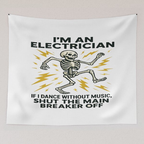 Item preview, Funny Electrician Skeleton Warning – Humorous Electrical Safety Design for Workers and DIY Enthusiasts designed and sold by Bright Nest Studio.