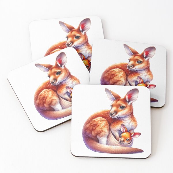 Item preview, Adorable Kangaroo Mom and Joey Illustration designed and sold by KrisGraphic45.