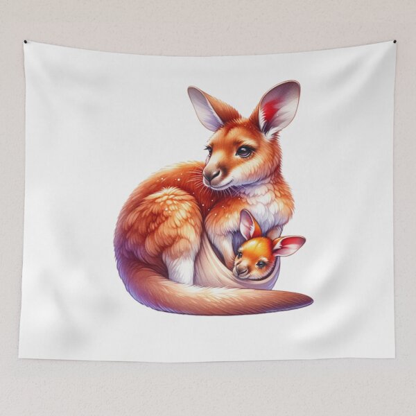 Item preview, Adorable Kangaroo Mom and Joey Illustration designed and sold by KrisGraphic45.