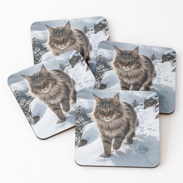 Item preview, Maine Coon Cat Walking Through Fresh Mountain Snow designed and sold by Jaani-T.