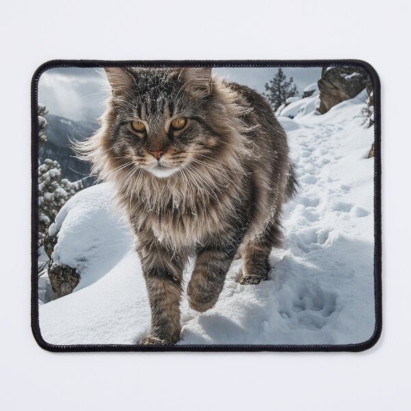 Item preview, Maine Coon Cat Walking Through Fresh Mountain Snow designed and sold by Jaani-T.