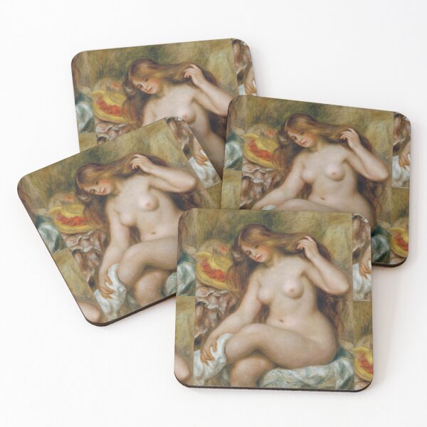 Artikelvorschau, Badende Mit Blondem Offenem Haar von Pierre-Auguste Renoir: Nacktes impressionistisches Poster entworfen und verkauft von artofuniverse.