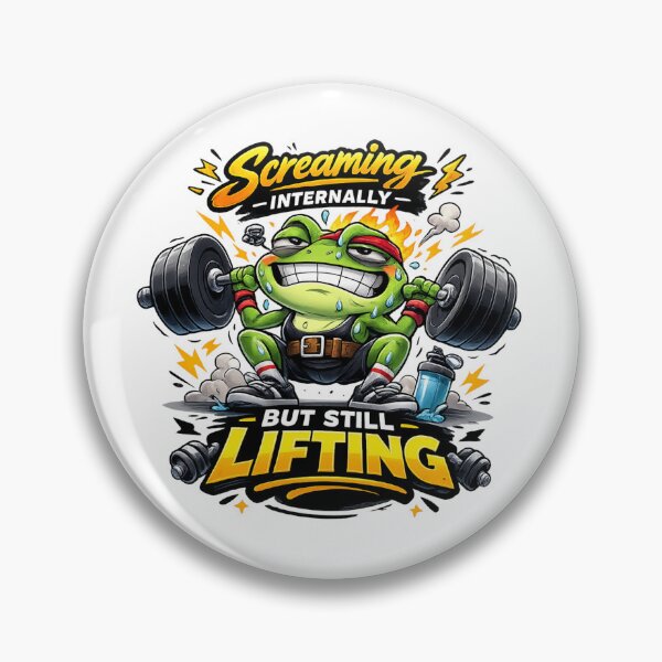 Item preview, Frog Gym Fitness Sticker – Screaming Internally But Still Lifting designed and sold by les3cerises.