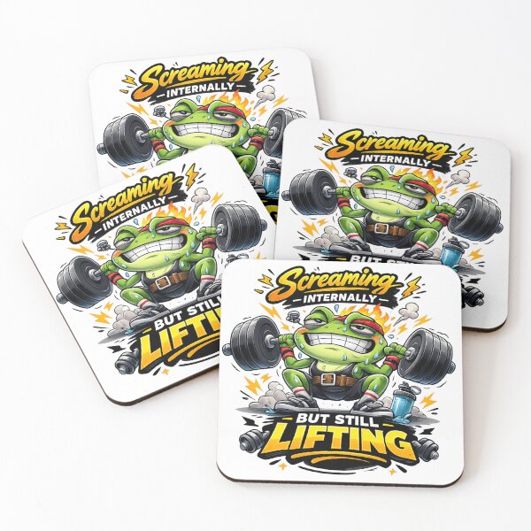 Item preview, Frog Gym Fitness Sticker – Screaming Internally But Still Lifting designed and sold by les 3 cerises store.